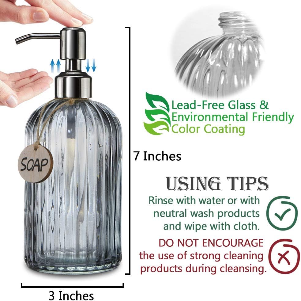 JASAI 18 Oz Kitchen Soap Dispenser with 304 Rust Proof Stainless Steel Pump
