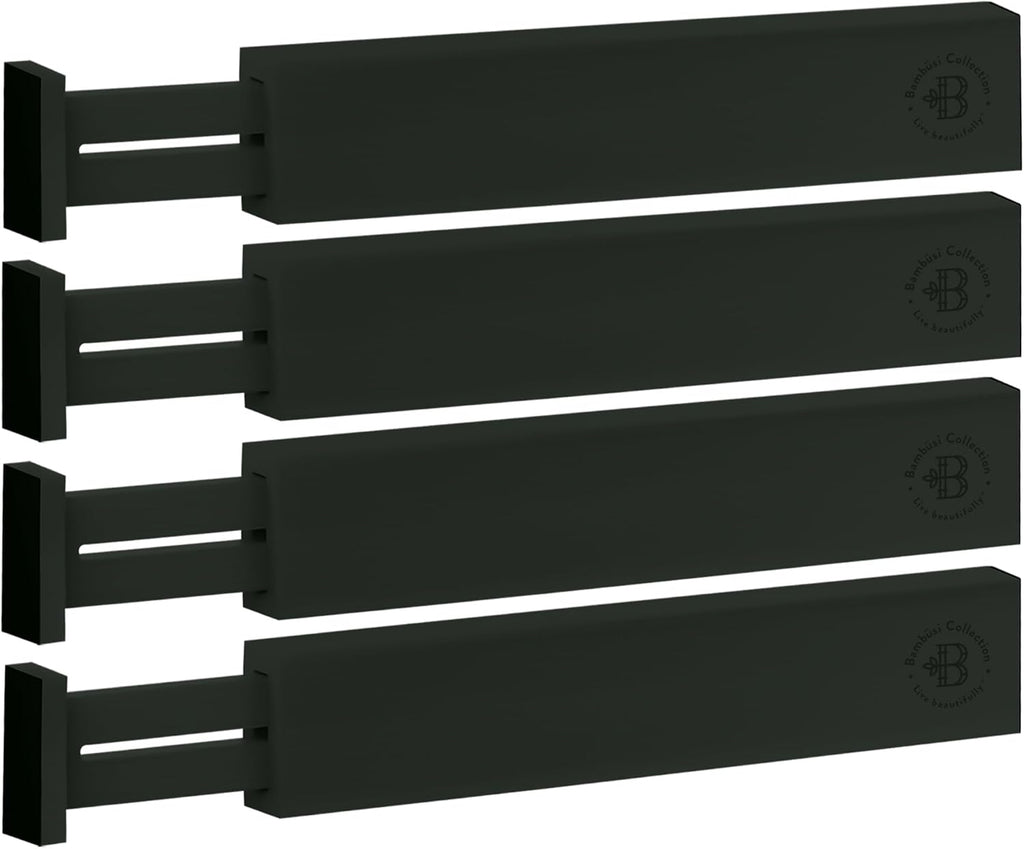 4-Pack Drawer Dividers 2.6-Inch High Dresser Organizer 16 to 22 Inch, Black