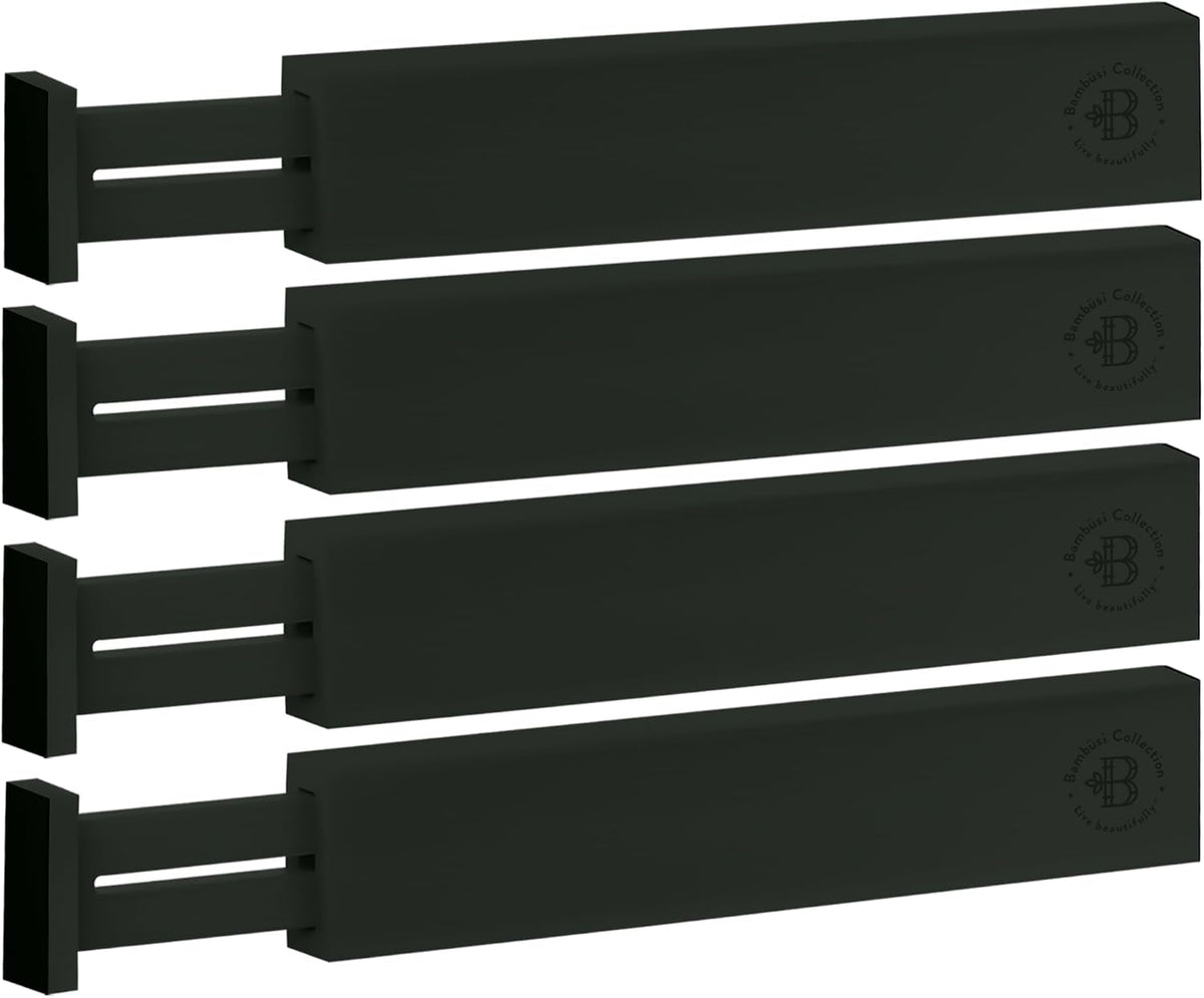 4-Pack Drawer Dividers 2.6-Inch High Dresser Organizer 16 to 22 Inch, Black