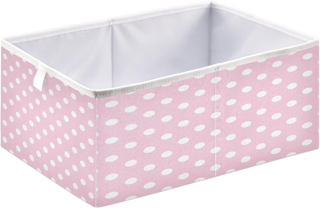 Kigai Polka Dot Pink Cube Storage Bins 11x11 inch Collapsible Fabric Storage Cubes Organizer Foldable Boxes Decorative Basket for Home Organizing