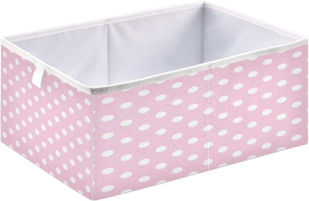 Kigai Polka Dot Pink Cube Storage Bins 11x11 inch Collapsible Fabric Storage Cubes Organizer Foldable Boxes Decorative Basket for Home Organizing
