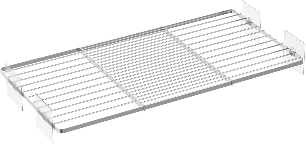 SANNO Tension Shelf Organizer for Closet, Adjustable 17-31" with Heavy-Duty Adhesive - DIY Expandable Shelf Dividers for Cabinet, Pantry, Wardrobe, Kitchen, 1 Pack