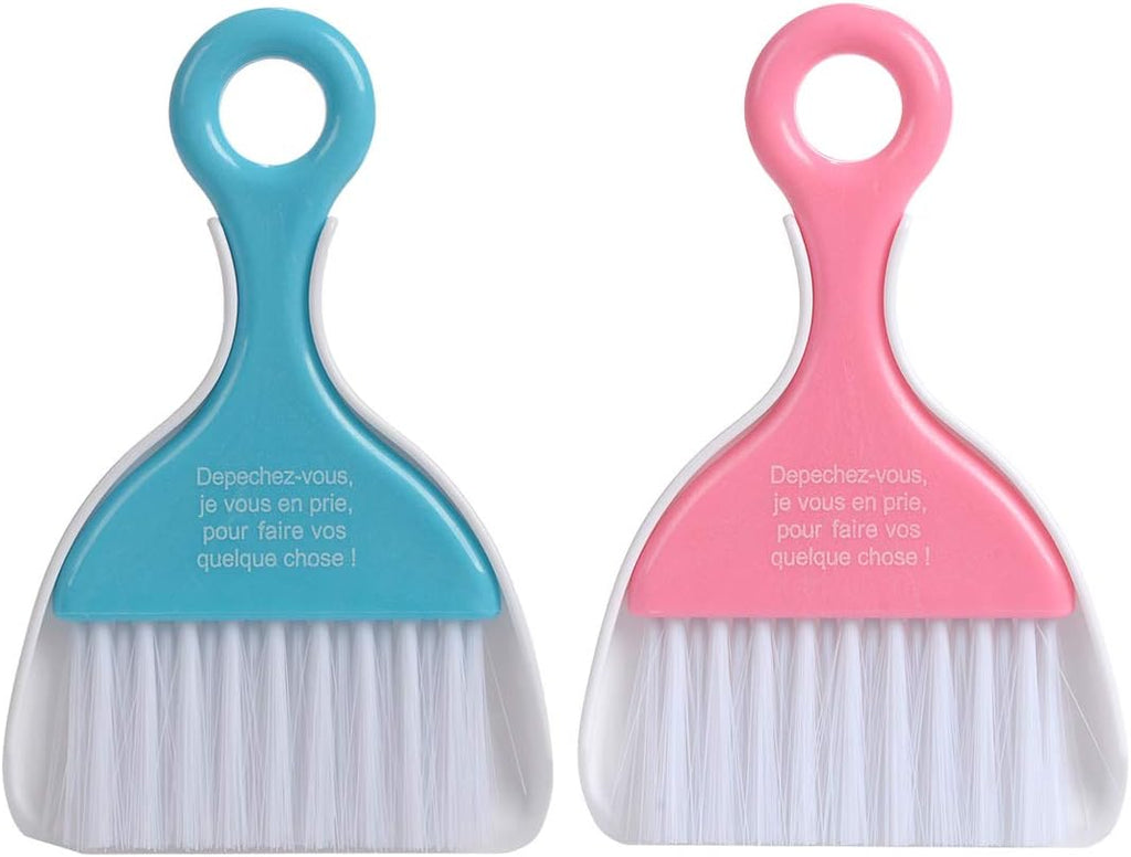 2 Pcs Mini Dustpan Set Brush for Table Whisk Brooms Small Dustpan Broom Set Mini Dust Pans with Brush Tiny Cleaning Table Sweep