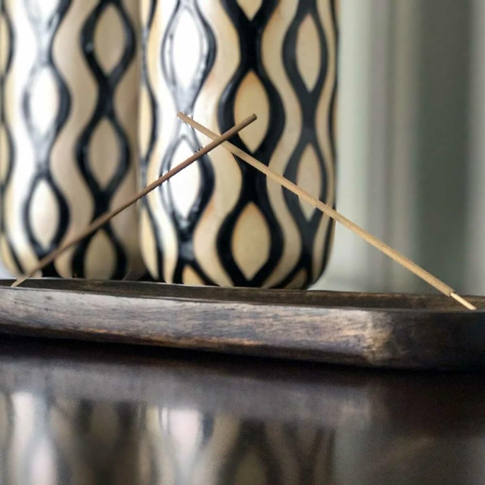Wood Double Incense Sticks Holder Burner - Large Ash Catcher Handmade Home Decor