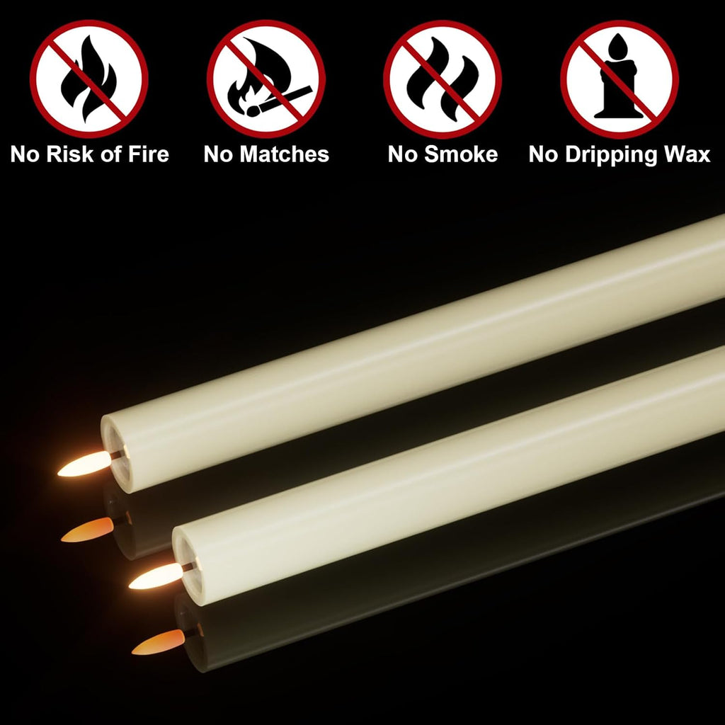 Large Flameless Taper Candles Battery Operated Remote and Timer