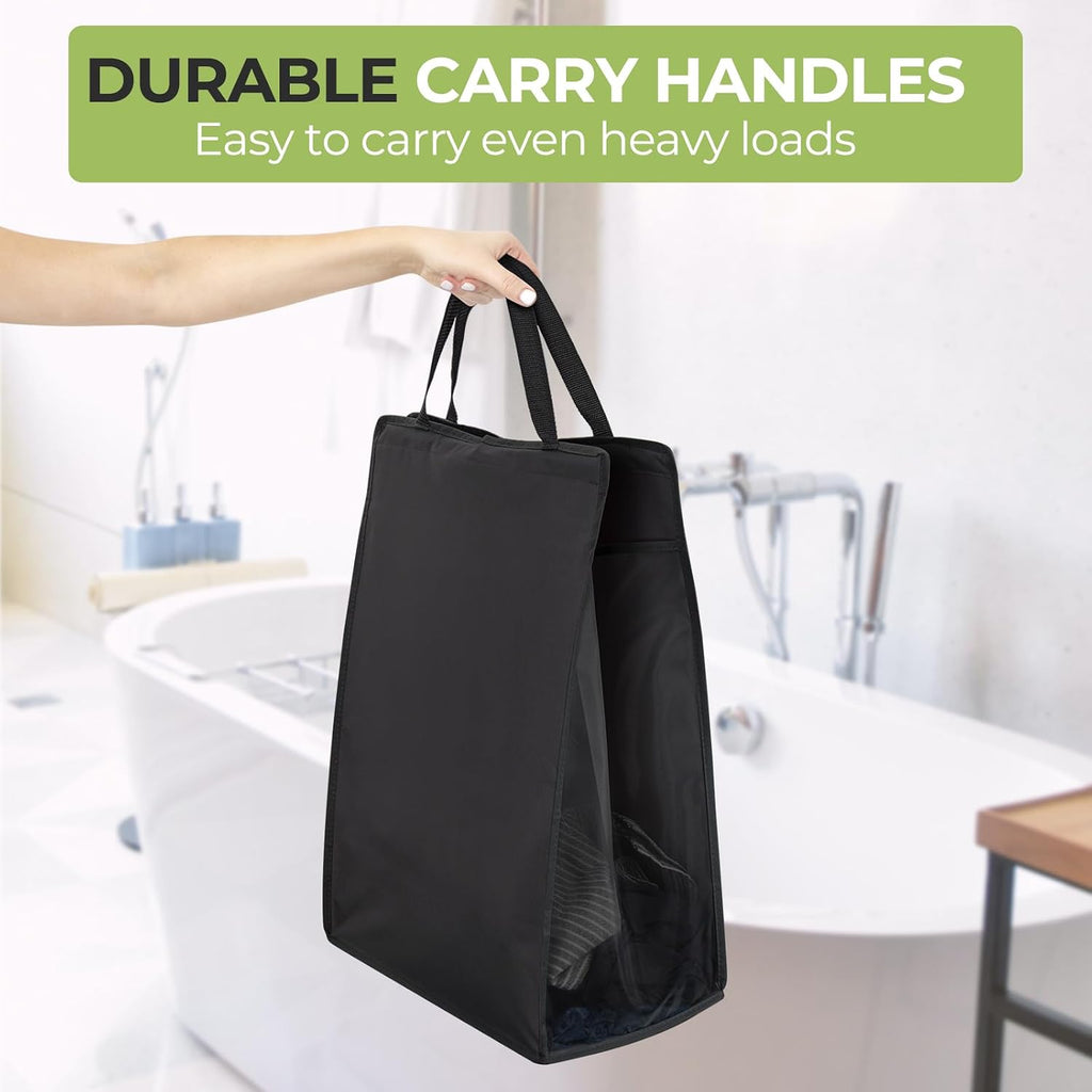 FENTEC 1 Pack Black Hanging Laundry Hamper，Laundry Hamper Bag with Handles