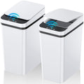 KOEYLE 2 Pack 2.2 Gallon Automatic Touchless Garbage Can, Small Motion Sensor Smart Trash Can, Slim Waterproof Trash Bin for Bedroom, Bathroom, Office, Living Room, White