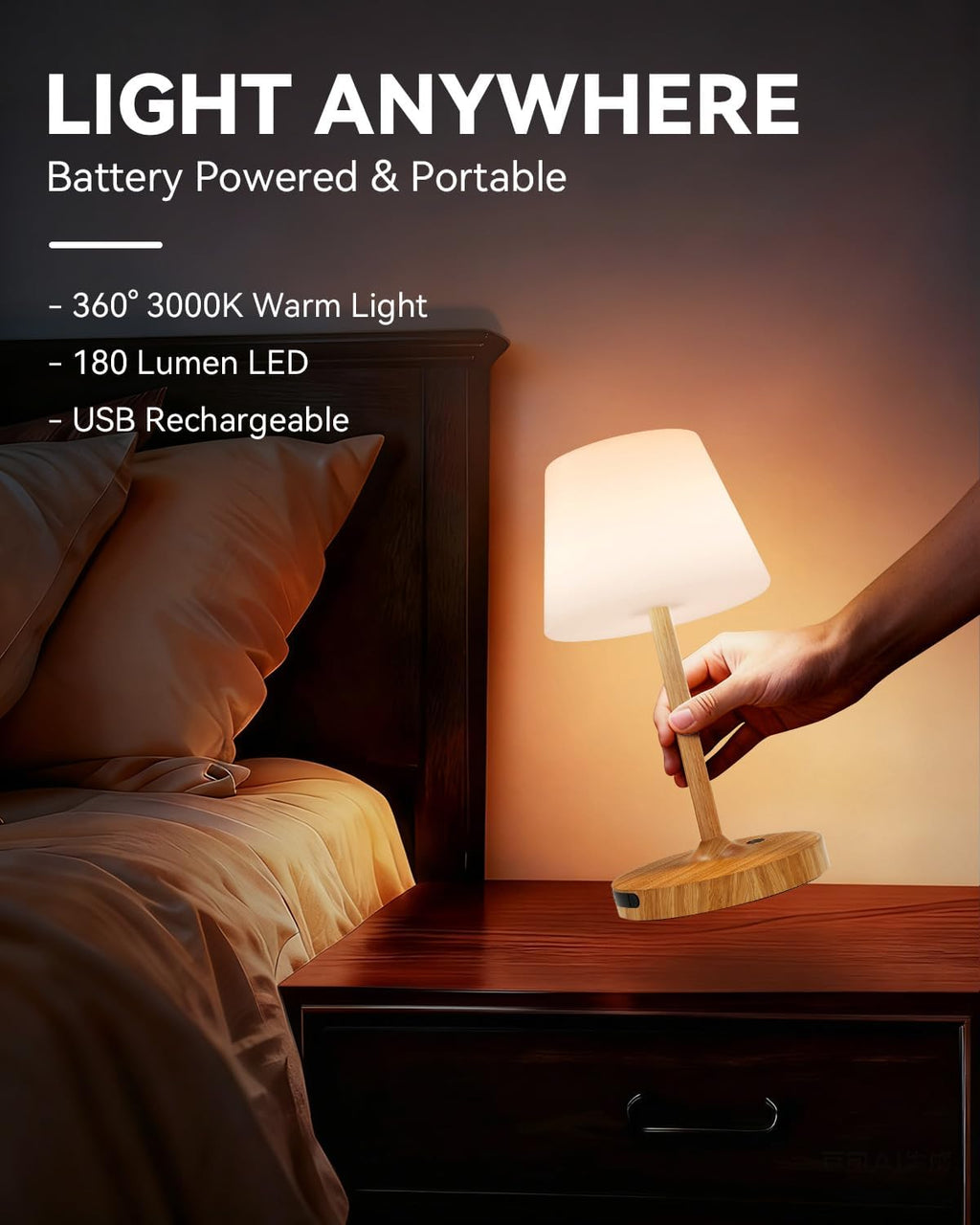 SAIWEYA Outdoor Waterproof Shower Lamp, 8000mAh Rechargeable Bathroom Lamp