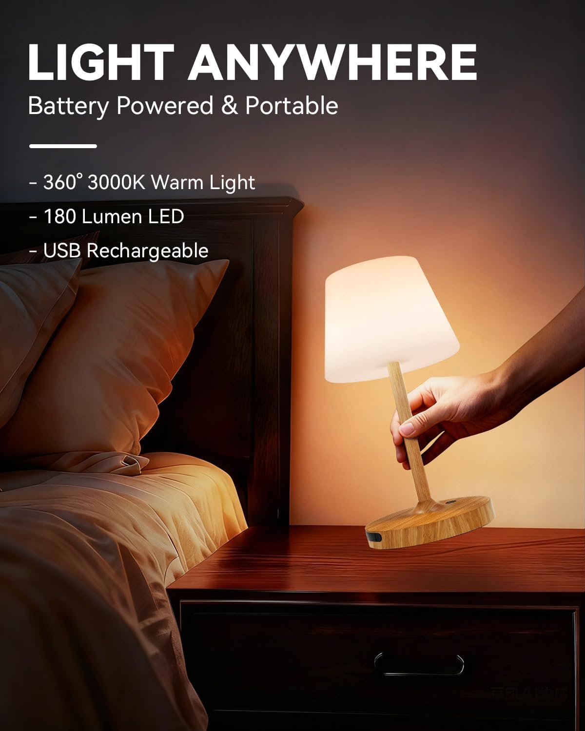 SAIWEYA Outdoor Waterproof Shower Lamp, 8000mAh Rechargeable Bathroom Lamp