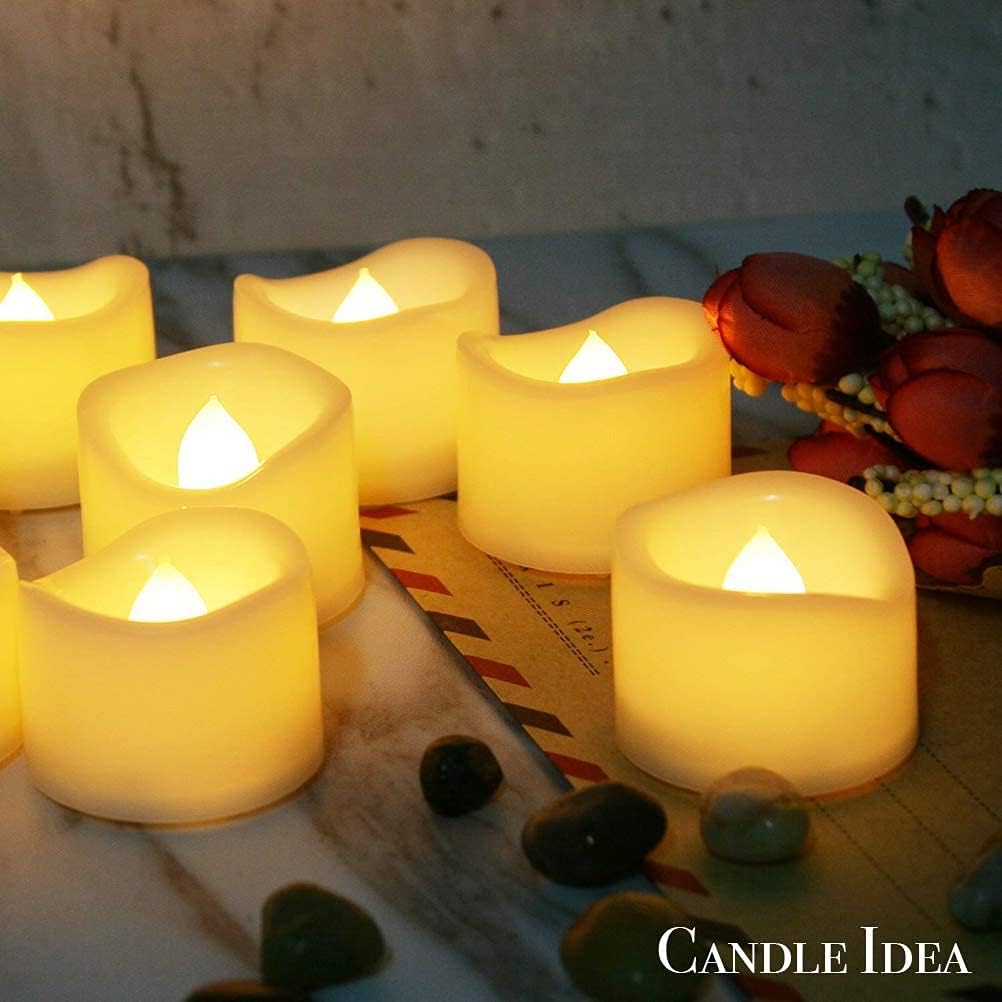 24 Pack 1.2" LED Flameless Flickering Plastic Tealight Votive Candle Bulk Battery Operated/Electric Flicker Small Tea Lights Bright Fake Candles for Halloween Christmas Lantern Decorations