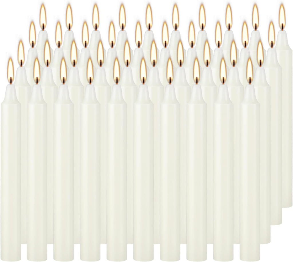 YOROXRG Set of 40 Ivory Candles Mini Unscented Taper Candles for Christmas,Household, Wedding, Rituals, Prayer, Birthdays, Meditation, Altar,Party and Home Décor Candlesticks - 4 Inch Tall