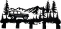 Metal Car Coat Hooks and Key Holder, Mountain Design Wall Art Decor with 5 Hooks, Clothes Hat Rack, and Backpack Hanger, Storage Decor for Living Room, Hallway, Office, Kitchen, Entryway, and Bedroom
