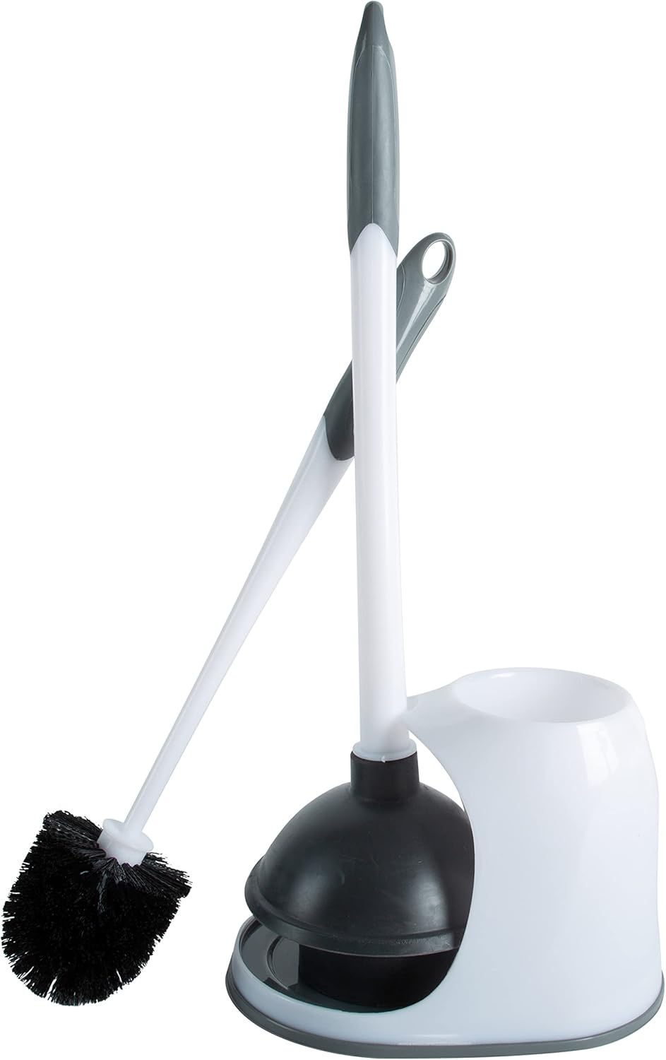 Bath Bliss 2 Pack 2-in-1 Bowl Brush & Plunger in White