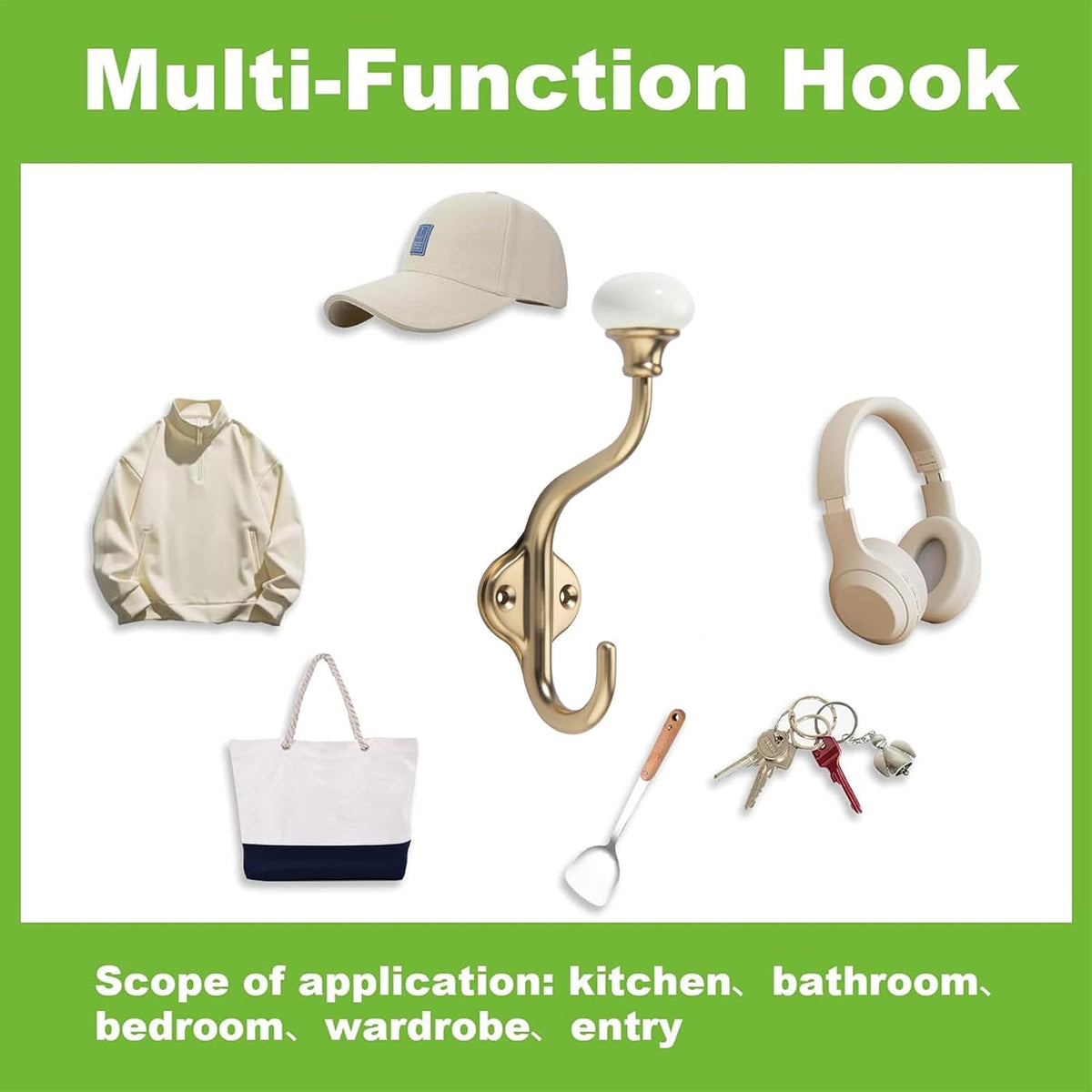 CHIVS Coat Hooks- 5 Pack Champagne Bronze Towel Hooks