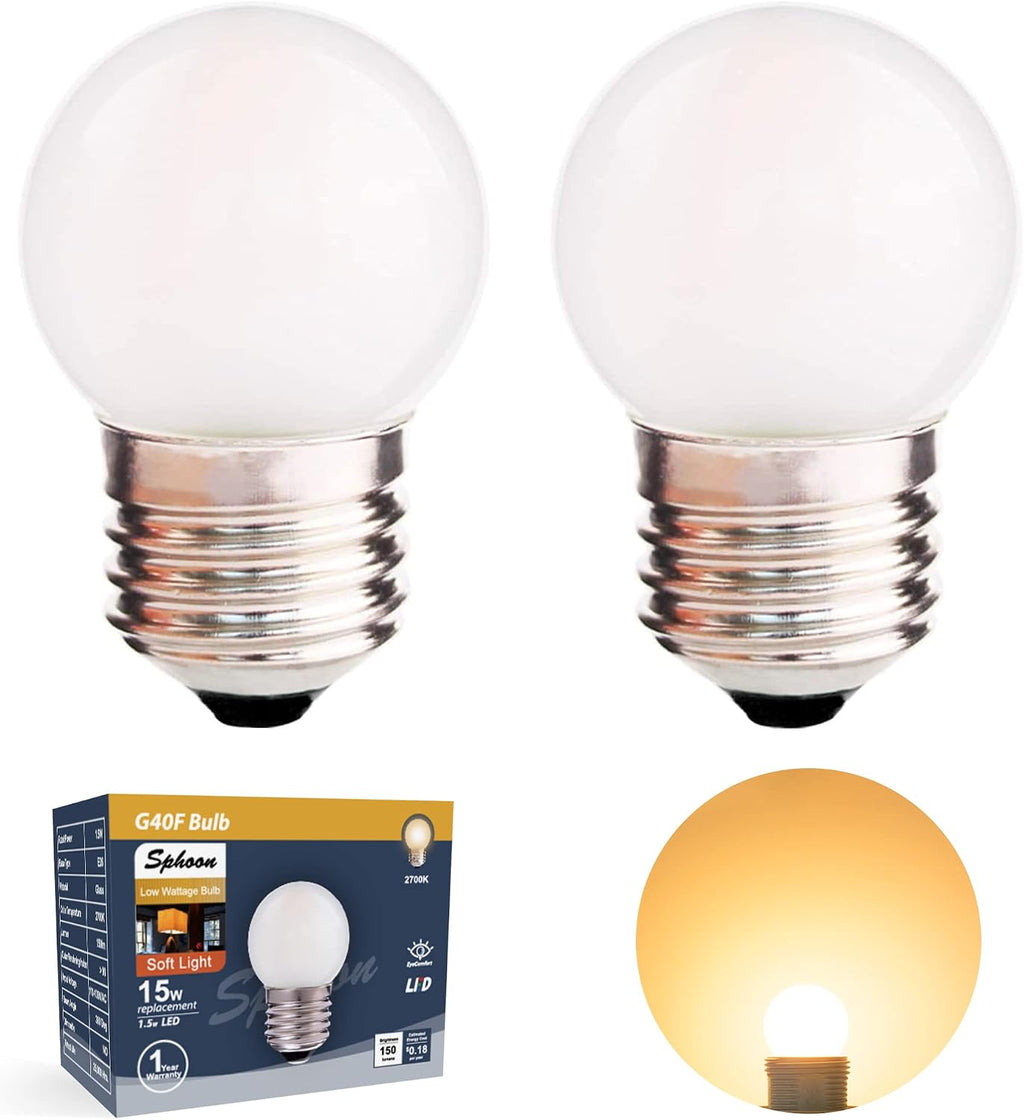 G40 1.5w Low Wattage Led Bulb Equal 15 Watt Small E26 Light Bulbs