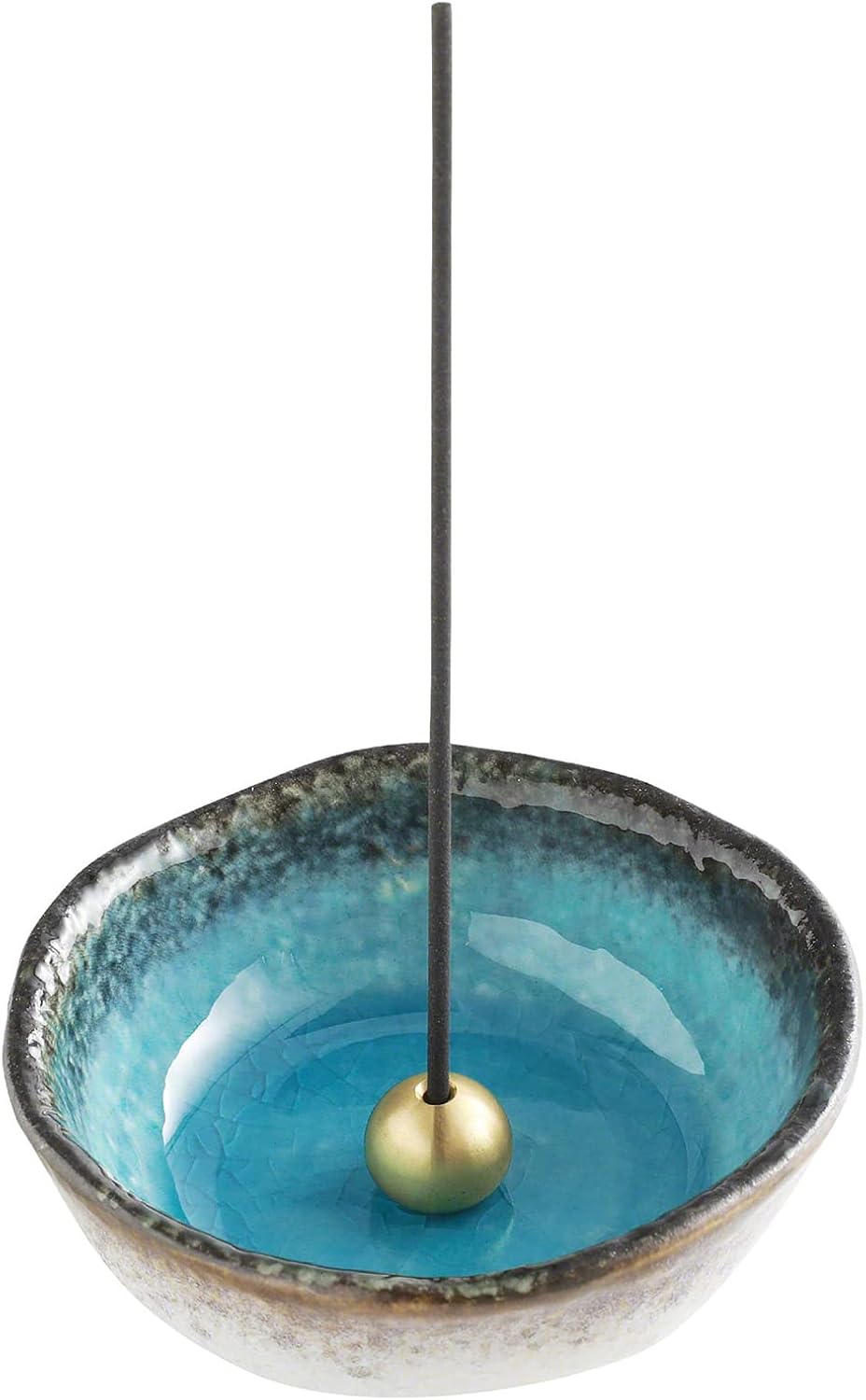Asayu Japan Mini Incense Holder for Sticks, Ocean Blue Ceramic Plate 3.3in