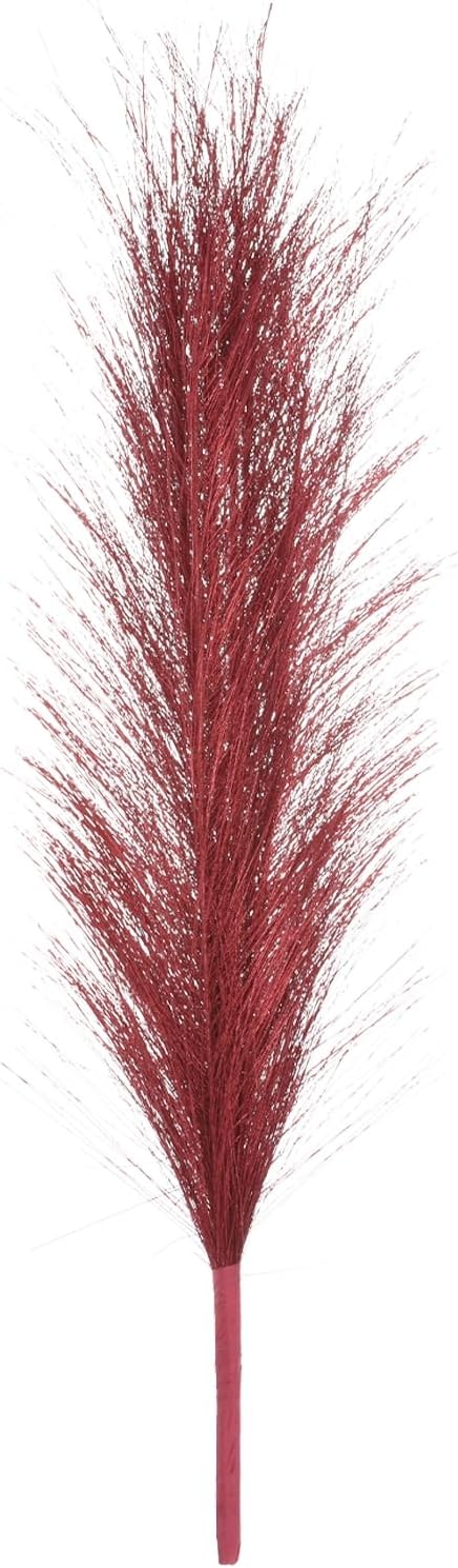 MECCANIXITY 1Pcs Faux Pampas Grass Small 45cm/17.7" Fake Fluffy Pampas Grass 7 Branches Artificial Vase Filler for Home Office Vase Wedding Decoration Red