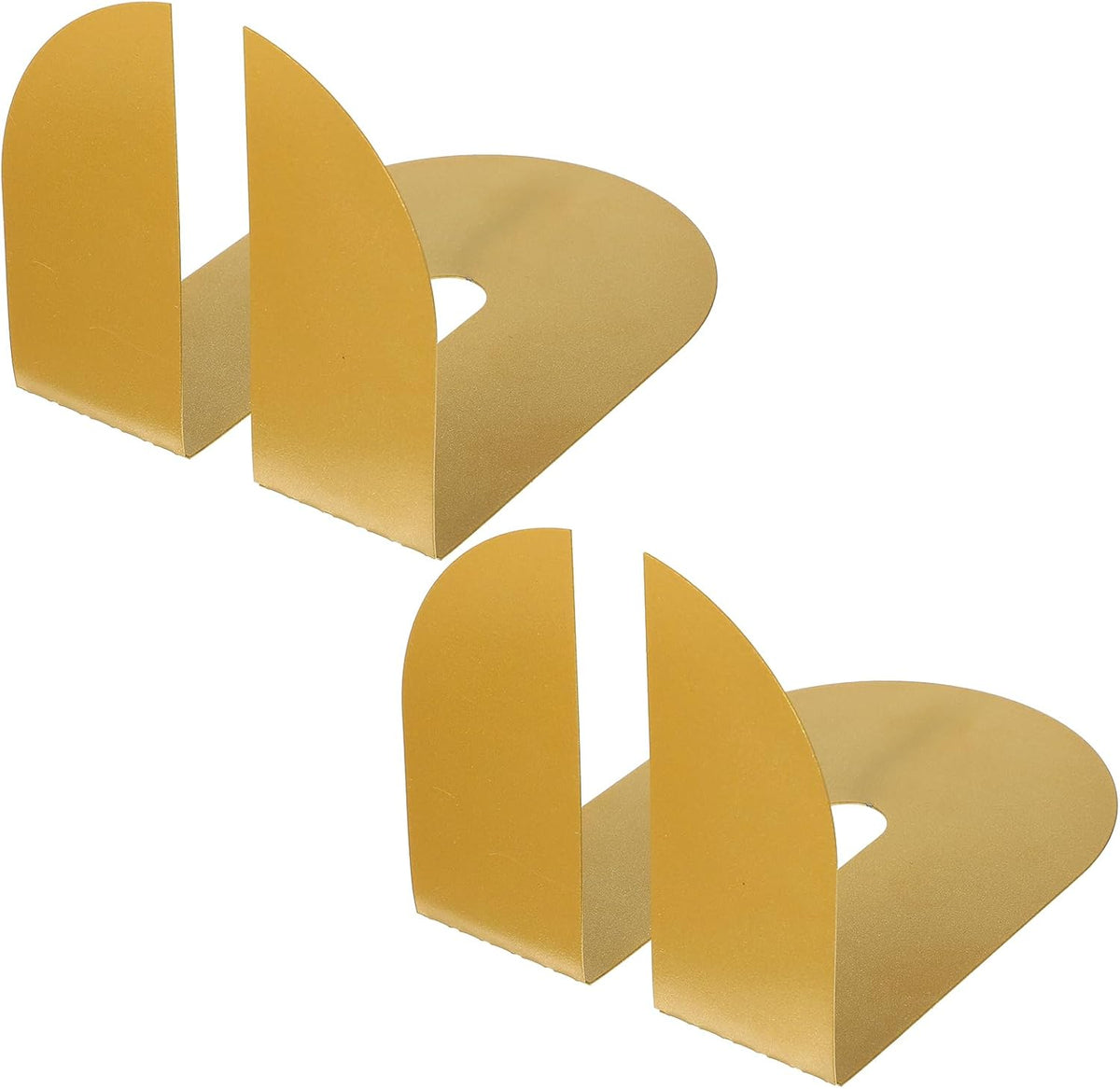 Set of 4 Golden Iron Book Ends for Heavy Books, Decorative Metal Bookends for Office Desk & Home Library, Elegant Book Holders for Shelves, Textbooks, Albums, Magazines (5.1x4.7x6.7 Inches)