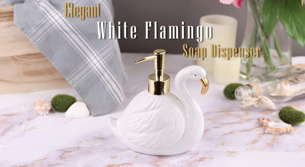White Swan Soap Dispenser with Pump for Bathroom or Kitchen Sink