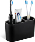 Luxspire 2 Slots Toothbrush and Toothpaste Holder, Resin, Matte Black