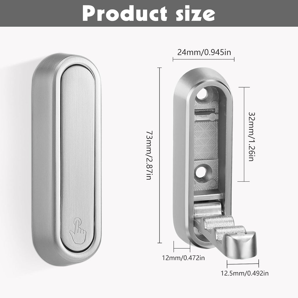 Foldable Wall Hook, Silver, 4 Pack, Screw Mounted, Heavy Duty Coat Hooks