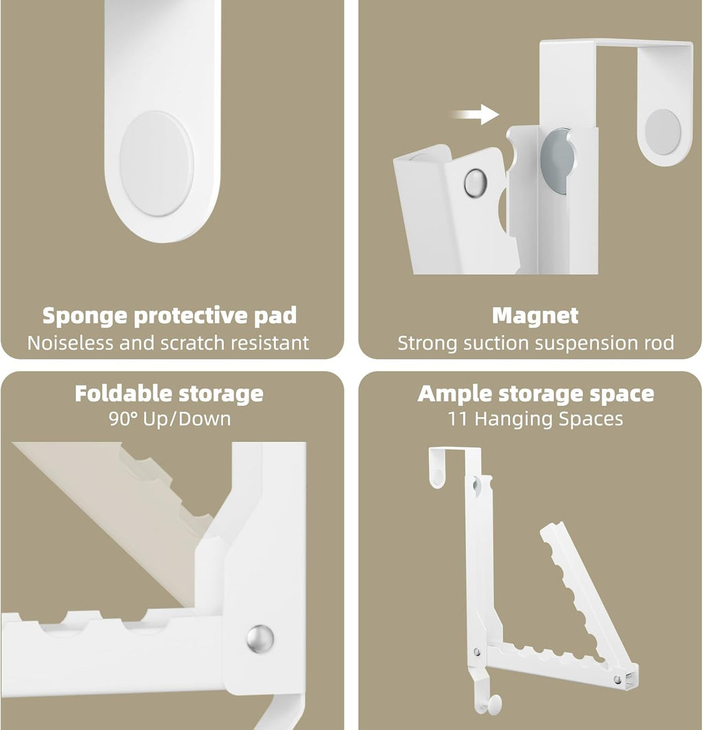 BAKON Folding Over the Door Hanger with 1 Hook, Heavy Duty Over Door Hooks