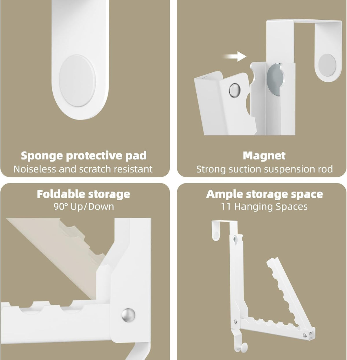 BAKON Folding Over the Door Hanger with 1 Hook, Heavy Duty Over Door Hooks