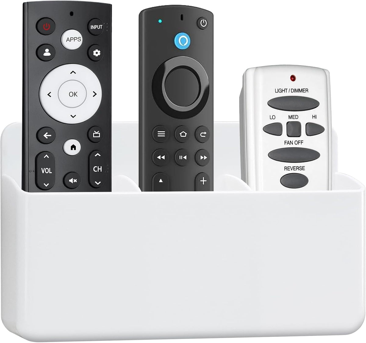 3 Slot Remote Control Holder, TV Remote Holder Wall Pen Storage Accessories for Home Office School (White)