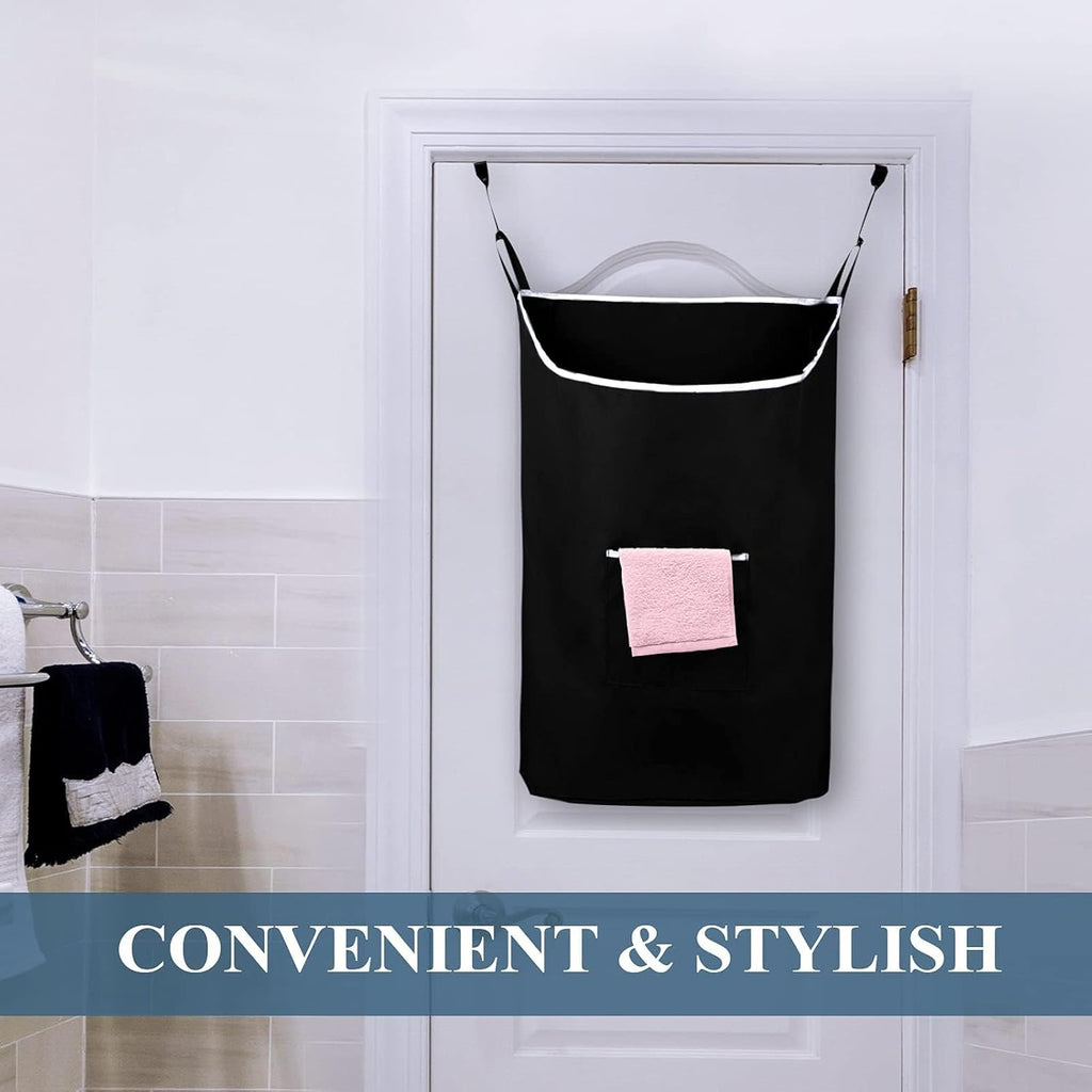 TFLC X-Large Hanging Laundry Hamper bag, 20x3.75x31", Black-XL
