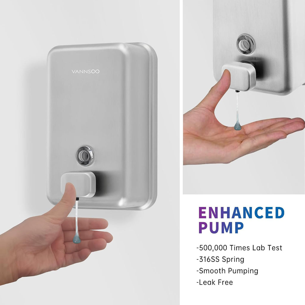 Commercial Soap Dispenser Wall Mount, Stainless Steel, 2 Pack