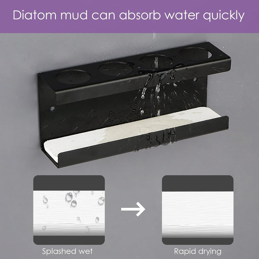 Adorila Electric Toothbrush Holder Wall Mount, 4 Slot Metal Stand, Black