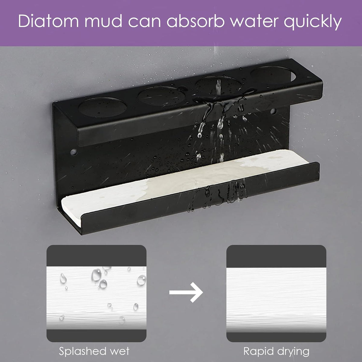 Adorila Electric Toothbrush Holder Wall Mount, 4 Slot Metal Stand, Black