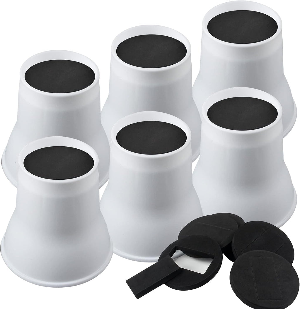 DEDU Bed Risers 6 Inch Heavy Duty 6 Pack, Furniture Risers with Caster Pads Supports Up to 6600 Lbs, Round Couch Risers for Sofas, Couch, Desk or Chair (White)