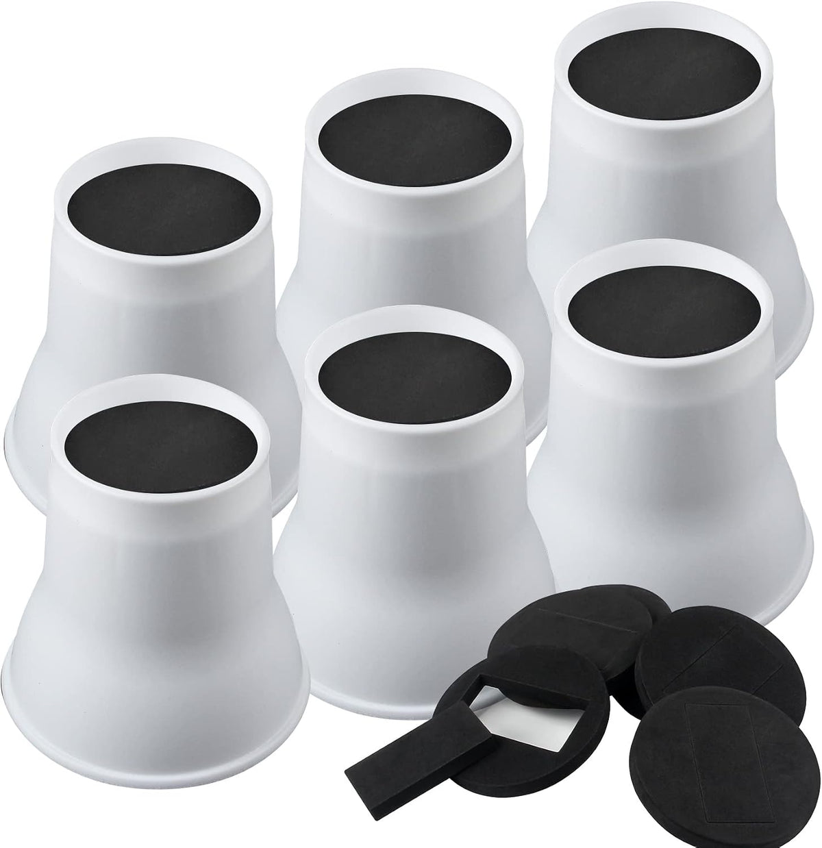 DEDU Bed Risers 6 Inch Heavy Duty 6 Pack, Furniture Risers with Caster Pads Supports Up to 6600 Lbs, Round Couch Risers for Sofas, Couch, Desk or Chair (White)