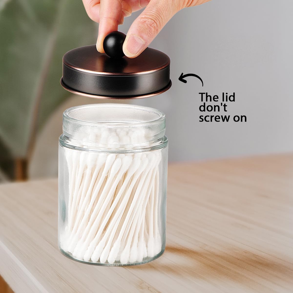 Amolliar Apothecary Jar Bathroom Storage Qtip Holder Glass, ORB 2Pack