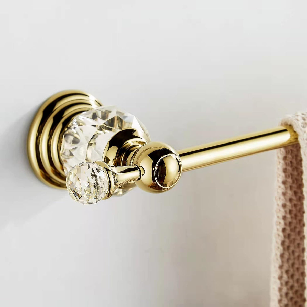 WOLIBEER Polished Gold Towel Bar,Crystal Towel Holder Adjustable Towel Rack Expandable Rail Bathroom Accessories Wall Mounted