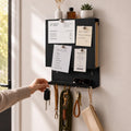 Key Holder Wall Mount,Mail Organizer with Hidden Storage,Minimalist Black