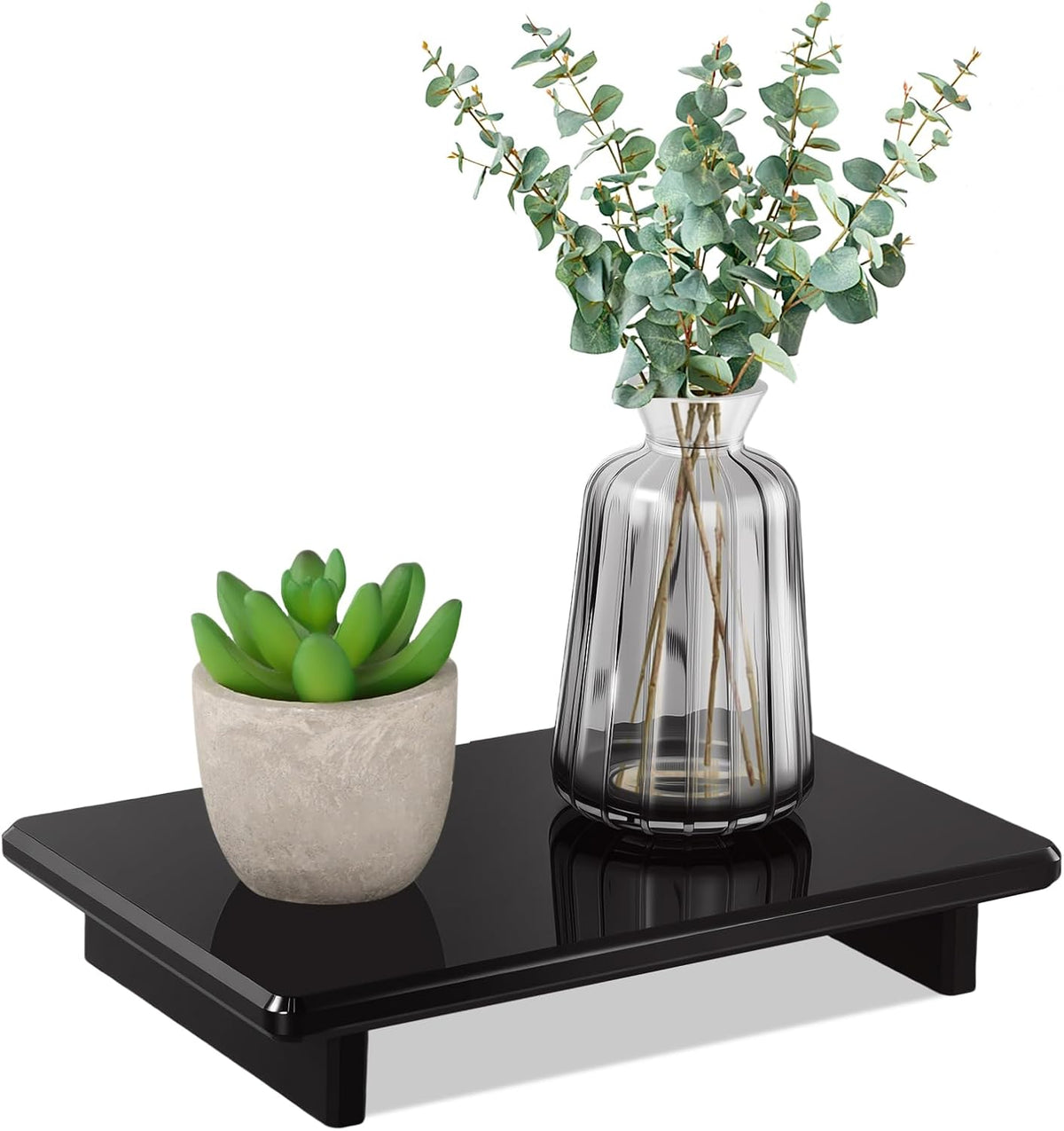 Black Acrylic Bathroom Vanity Tray Countertop Organizer, 9"x5.9"x1.5"