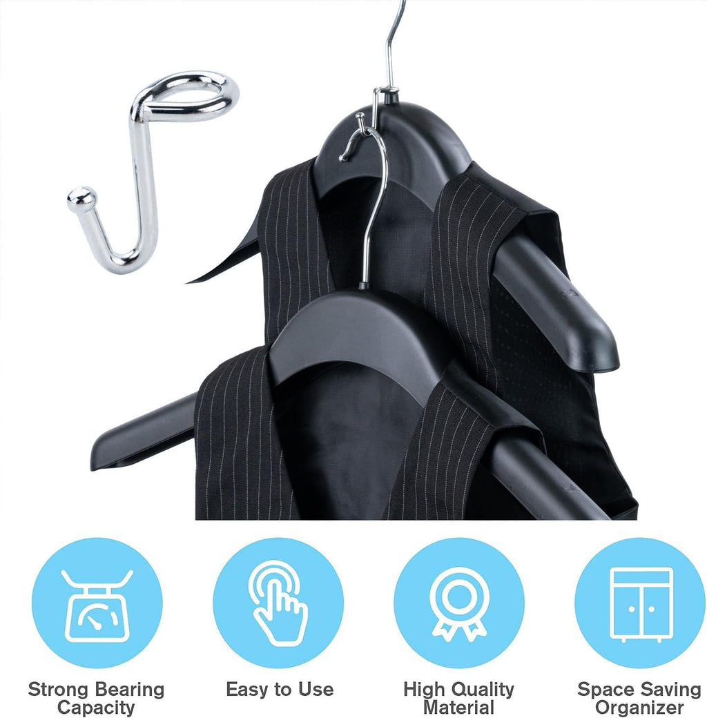 Clothes Hanger Connector Hooks, 36PCS, Clothes Hanger Organizer Mini Space Saving Extender Cascading Connection Hooks for Wooden Metal Plastic Hangers (Silver)
