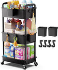 Goovilla Diaper Cart with Lockable Wheels and Easy Assembly, 3 Tier Black