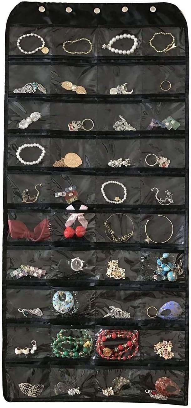BB Brotrade Hanging Jewelry Organizer,Accessories Organizer,Oxford 80 Pocket Organizer for Holding Jewelries (Black)