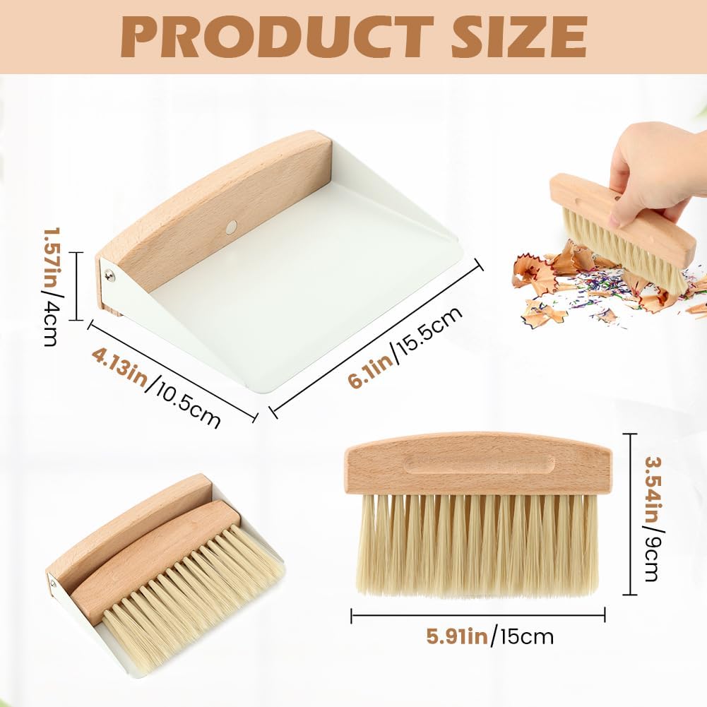 Mini Dustpan and Brush Set,Small Hand Broom & Metal Dust Pan