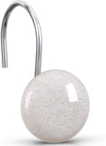 "CHICTIE OFF White Marble Shower Curtain Hooks Rings, Set of 12 Crack Stone Decorative Shower Curtain Hooks, Anti-Rust Shower Rings for Bathroom Curtains Rods ".