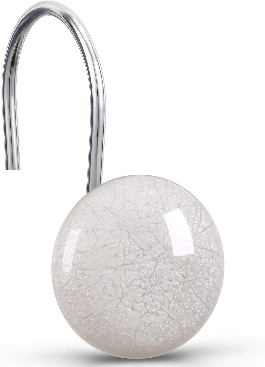 "CHICTIE OFF White Marble Shower Curtain Hooks Rings, Set of 12 Crack Stone Decorative Shower Curtain Hooks, Anti-Rust Shower Rings for Bathroom Curtains Rods ".