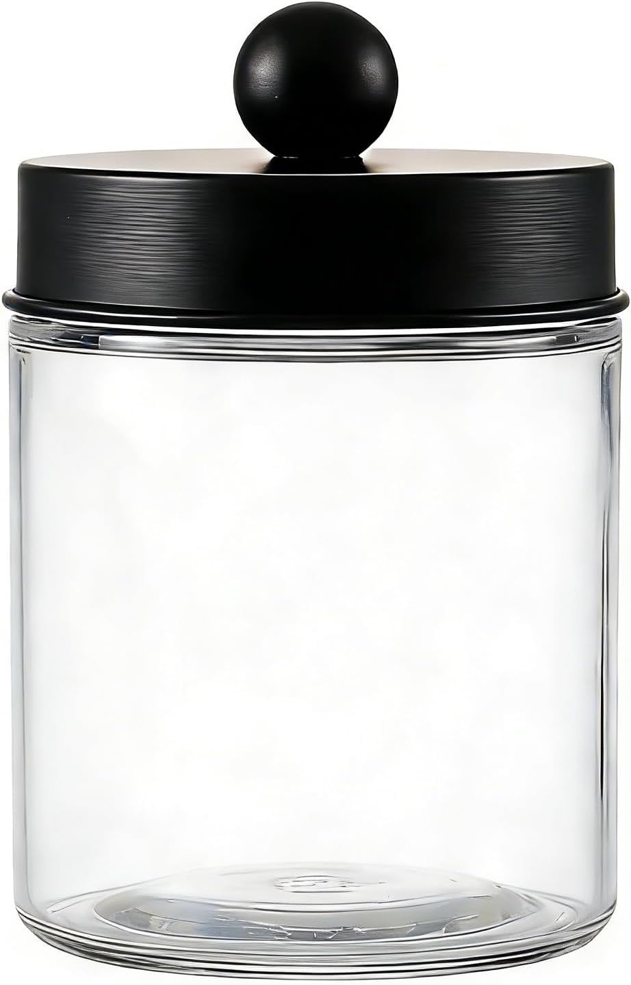 Happyupcity 280ml/9.3oz Glass Apothecary Jar with Black Metal Lid