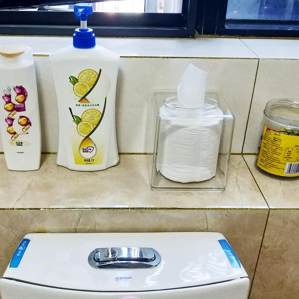Square Clear Acrylic Tissue Box Covers, Big Bathroom Facial Napkin Box Holders, Table Clear Dryer Sheet Dispenser for Bathroom, Kitchen and Cars