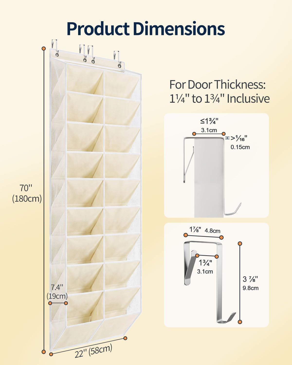 Yecaye 10 Tier Widen Over the Door Shoe Organizer for 20-30 Pairs