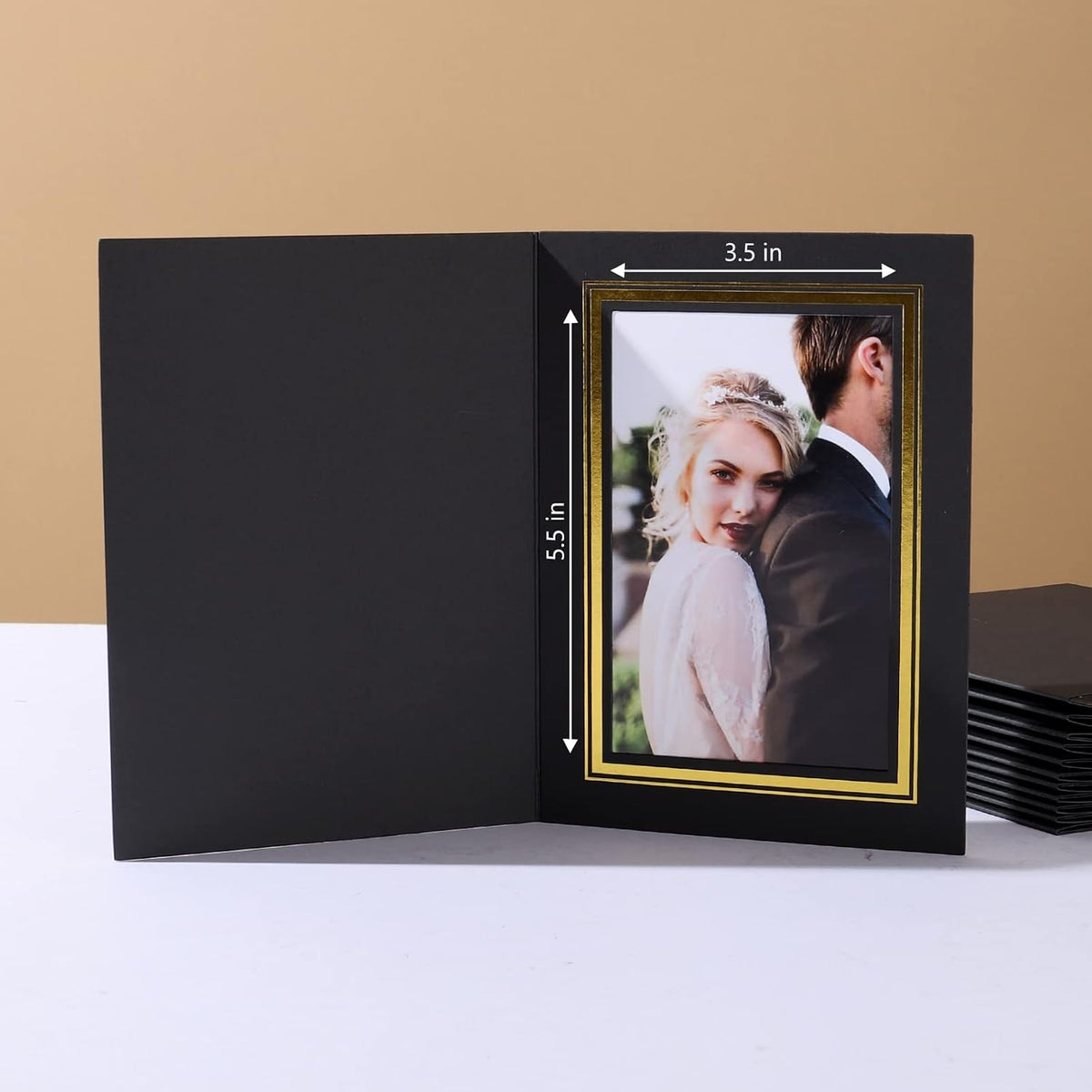4x6 Photo Folder, Black Cardboard Picture Frame, Vertical Paper Photo Frame Cards Pack of 12