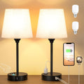 Bedside Table Lamps Set 2 for Bedroom - Dimmable Touch, USB C+A, AC Outlet