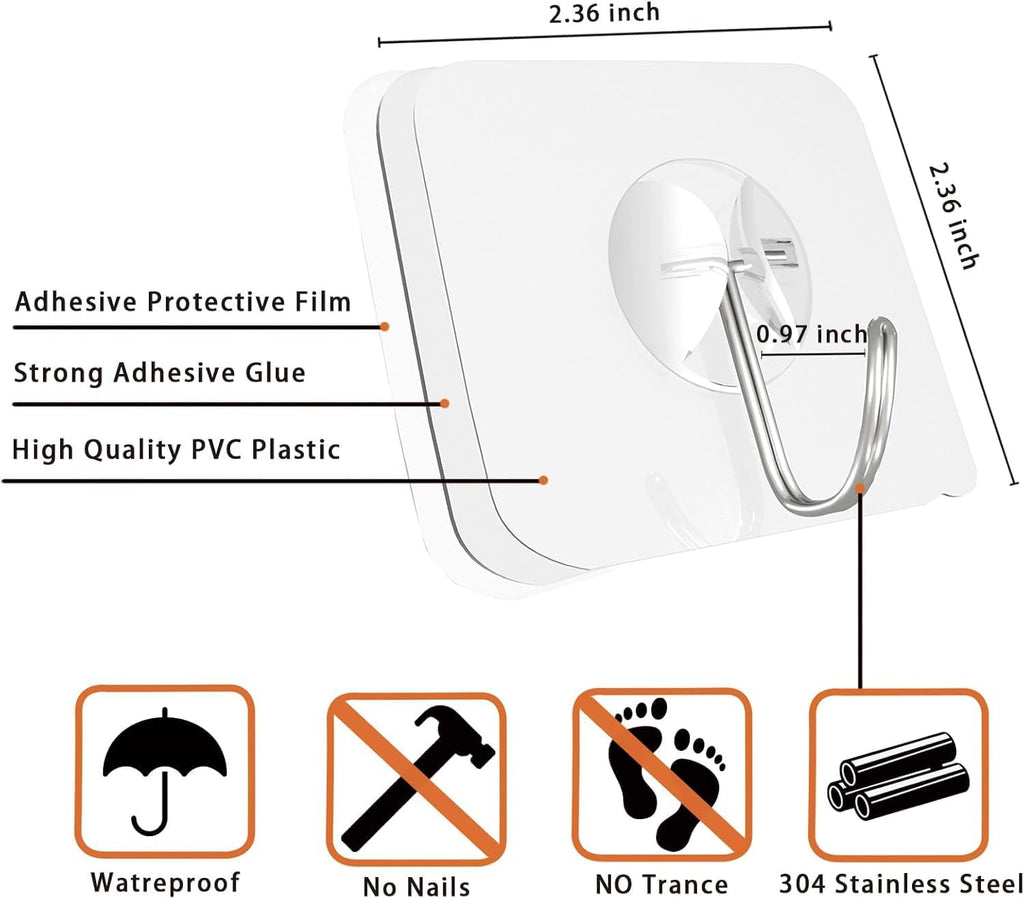 Latoxcaa 30-Pack Heavy Duty Wall Adhesive Hooks